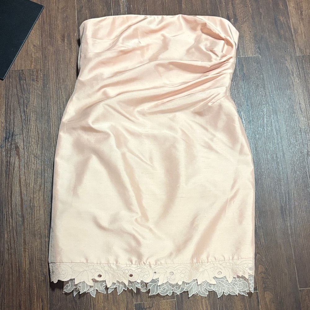 Kay Unger Pink Peach Strapless Dress 14